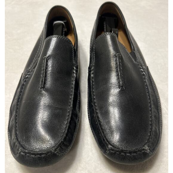 Clarks Mens Shoes Size 12 M Black Loafers Shoes Leather Slip On Driving Moccasin - Picture 1 of 8